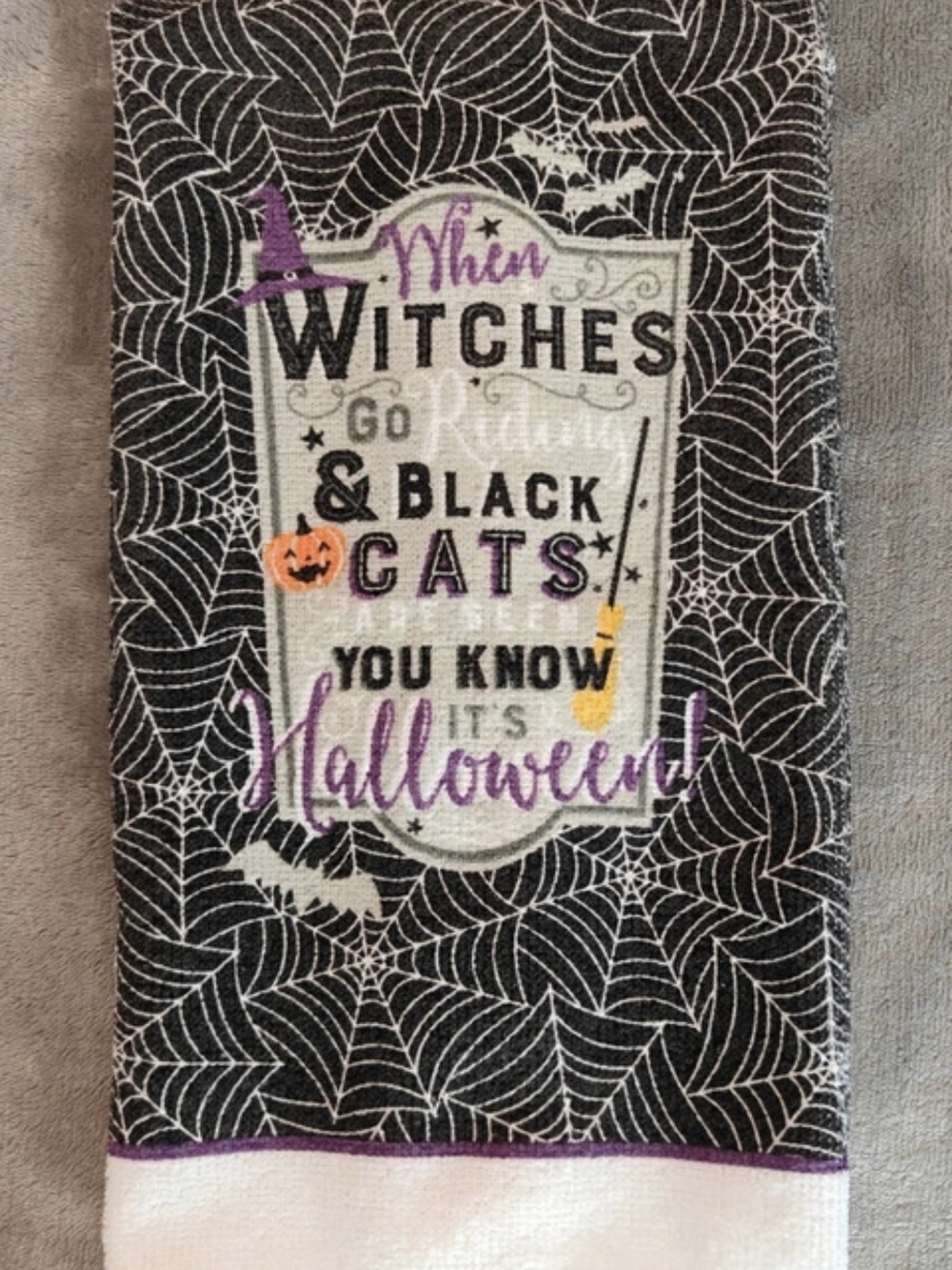 Halloween Witches Hand Towel in Black & White